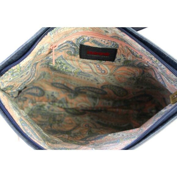 Hobo International SMOOTH DARK BLUE GENUINE LEATHER FOLDING CLUTCH PURSE HANDBAG - Picture 7 of 8